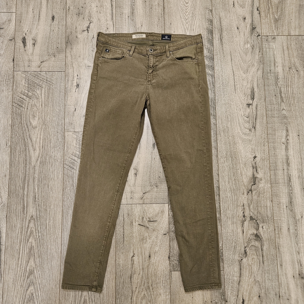AG Adriano Goldschmied Olive Green The Steve Ankle Slim Straight 30R